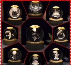 چراغ خواب مدل گوی شیشه ای سه بعدی