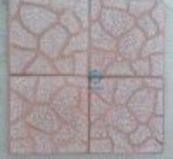 موزاییک حیاطی پلنگی زمینه قرمز – سنگ سفید مشکی