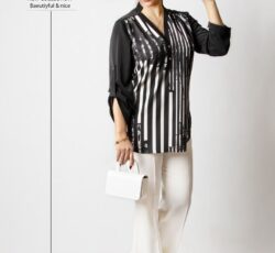 بلوز دو رنگ یقه هفت