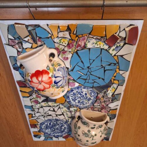 تابلو کلاژ 3 بعدی سرامیک و سفال با تناژ رنگی گرم