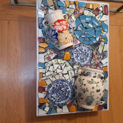 تابلو کلاژ 3 بعدی سرامیک و سفال با تناژ رنگی گرم